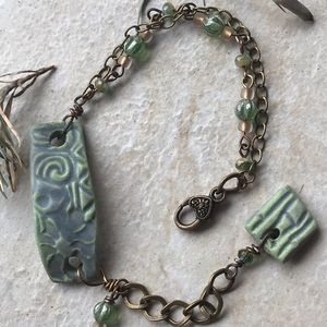 Sage Handmade Artisan Bracelet w/Stacked Look